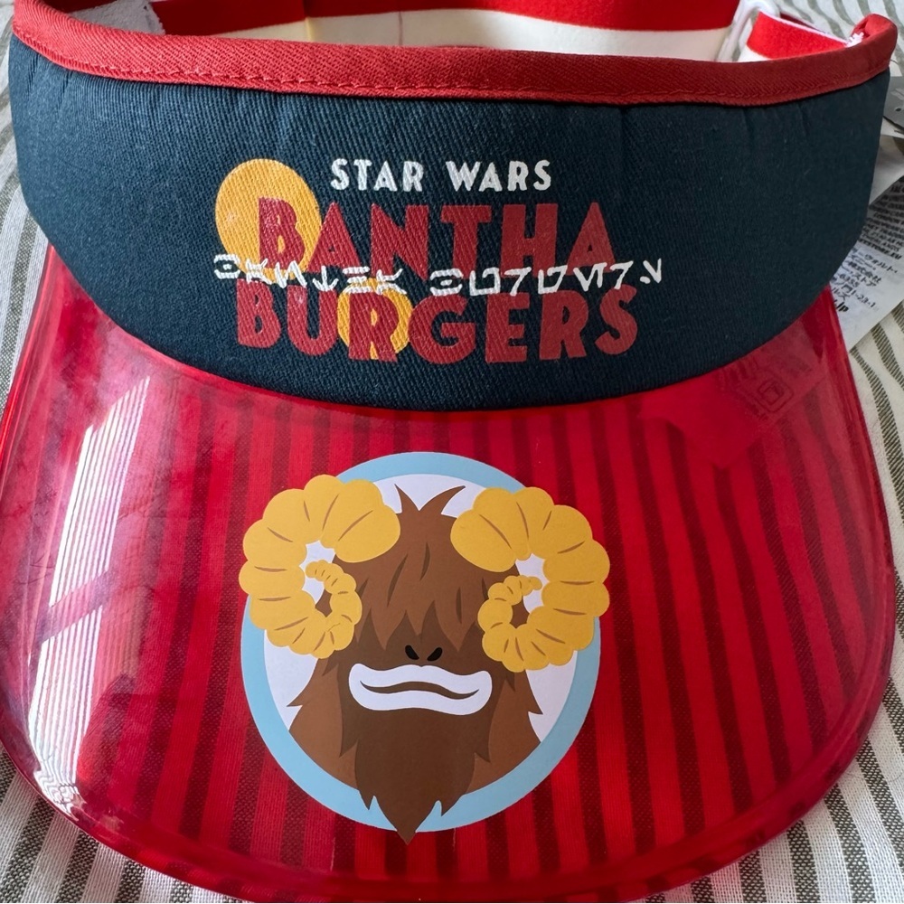 NWT Disney Parks 2023 Star Wars Galaxy's Edge Bantha Burgers Red Visor - Picture 2 of 5